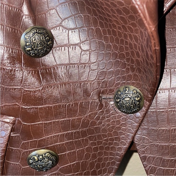 $698 Veronica Beard Cooke Vegan Croc Leather Dickey Jacket blazer Sz 4 Chicory - Picture 8 of 16